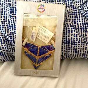 NWT LAPIS blue & GOLDTONE BIB NECKLACE NEW $125
